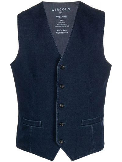 Circolo 1901 Button-up Denim Waistcoat In 蓝色 | ModeSens