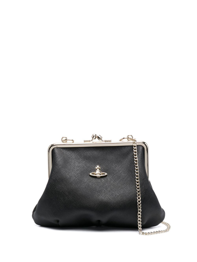 Shop Vivienne Westwood Orb-plaque Crossbody Bag In 黑色