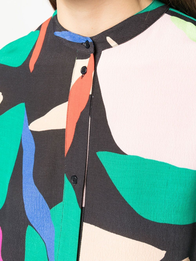 Shop Essentiel Antwerp Abstract-print Tie-waist Dress In 黑色