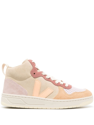 Shop Veja V-15 High-top Sneakers In 粉色
