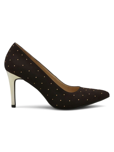 Shop Adrienne Vittadini Women's Naji Studded Faux Leather Pumps In Brown