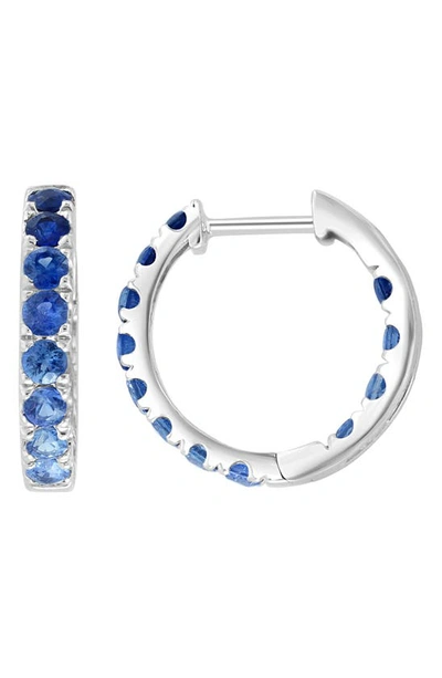 Effy 14k White Gold Natural Sapphire Hoop Earrings In Blue