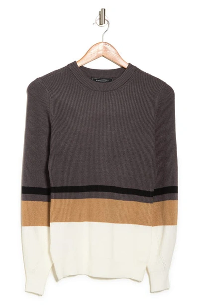 Shop Bcbgmaxazria Colorblock Stripe Sweater In Charcoal