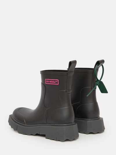 Shop Off-white Logo Sponge Rubber Boots In Black