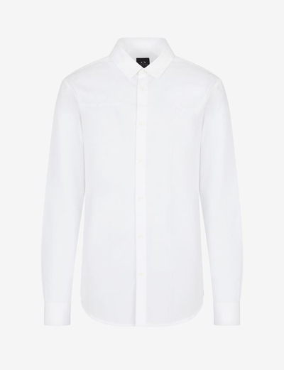 Shop Armani Exchange Plain Shirt White Cotton