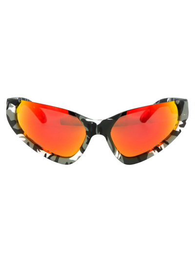 Shop Balenciaga Eyewear Oval Frame Sunglasses In Multi