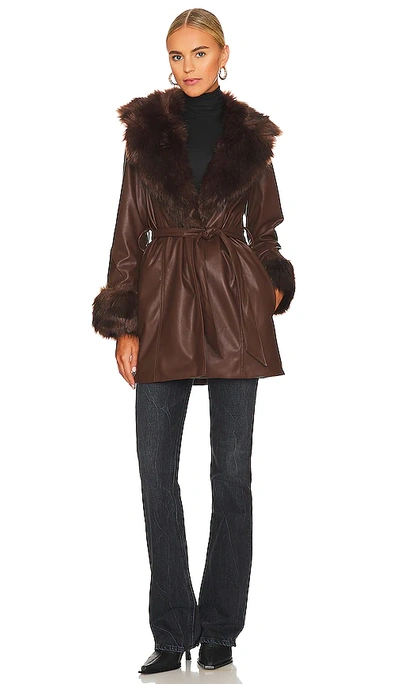Show Me Your Mumu Penny Lane Faux Fur Coat In Chocolate In Chocolate
