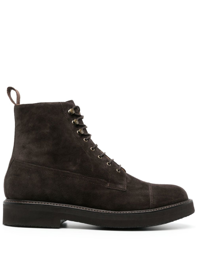 Shop Grenson Harry Lace-up Combat Boots In Brown