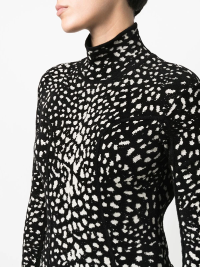Roberto Cavalli Animalier Jacquard Knit Mini Dress In Black