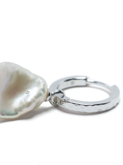 Dower & Hall Pear-pendant Hoop Earring In Silver