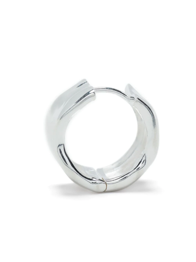 Shop Dower & Hall Hammered Chunky Hoop Earring In Silver