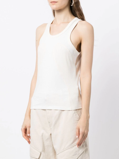 Shop Dion Lee Ribbed-panel Tank Top In Weiss