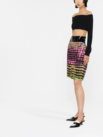 Moschino Ladies Glitter Polka-dot Skirt With Vinyl Waist In Schwarz