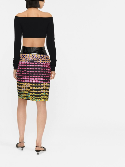 Moschino Ladies Glitter Polka-dot Skirt With Vinyl Waist In Schwarz