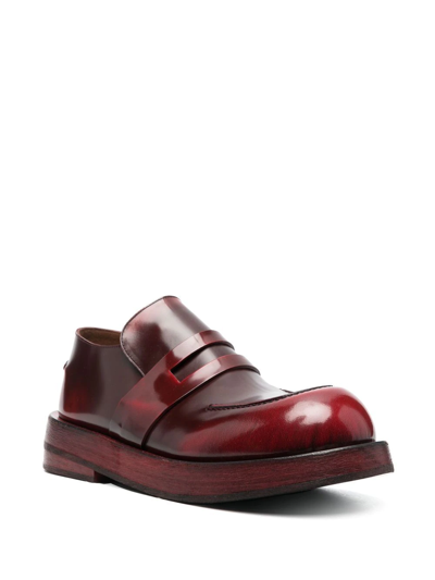 Shop Marsèll Polished-finish Leather Loafers In Rot