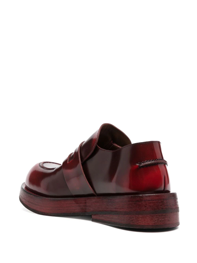 Shop Marsèll Polished-finish Leather Loafers In Rot