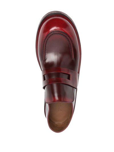 Shop Marsèll Polished-finish Leather Loafers In Rot