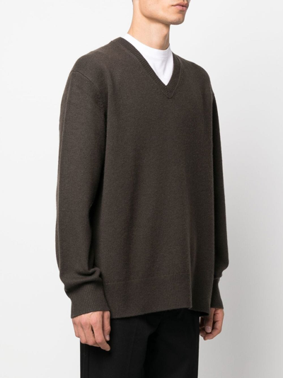 Acne Studios V-neck Wool Cashmere Jumper In Brown