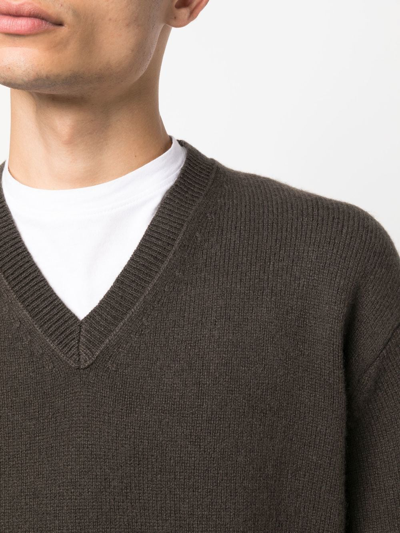 Acne Studios V-neck Wool Cashmere Jumper In Brown