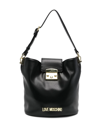 Shop Love Moschino Logo-plaque Shoulder Bag In Black