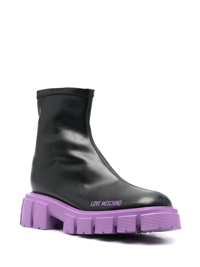 Love Moschino Woman Ankle Boots Black Size 7 Textile Fibers In Black
