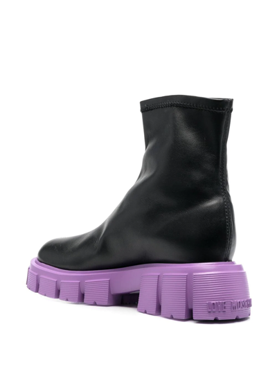 Love Moschino Woman Ankle Boots Black Size 7 Textile Fibers In Black