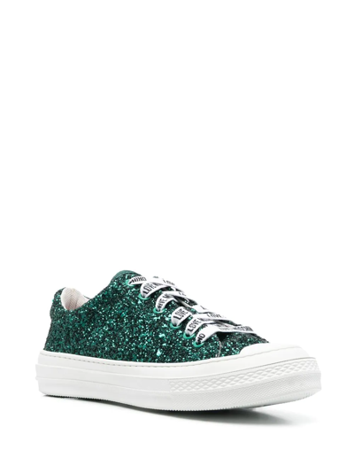 Shop Love Moschino Glitter Low-top Sneakers In Green