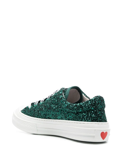 Shop Love Moschino Glitter Low-top Sneakers In Green