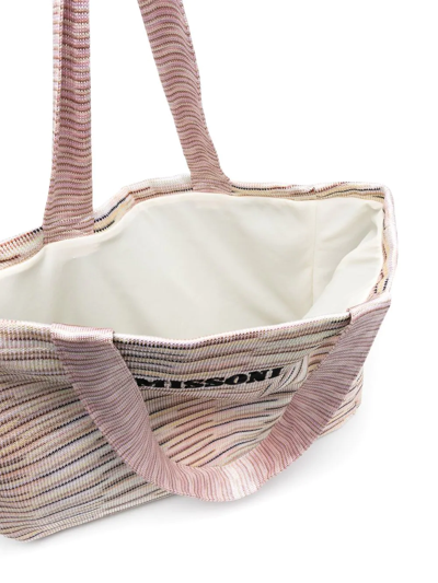 Shop Missoni Embroidered-logo Cotton Tote-bag In Rosa