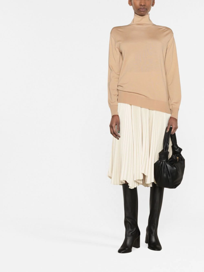 Jil Sander Roll-neck Wool Jumper In Brown