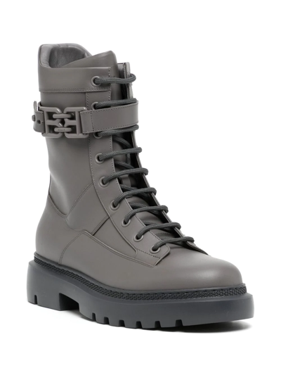 Bally Gioele Leather Boots In Grau