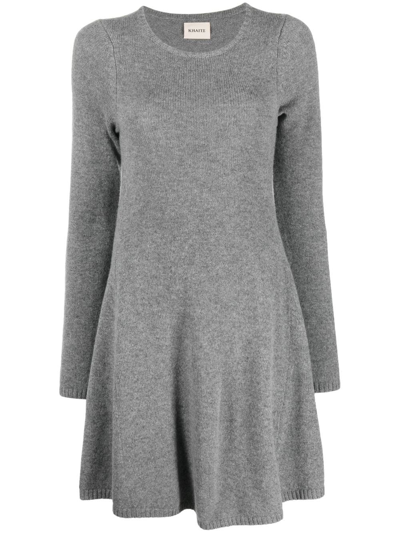 Shop Khaite Peplum Cashmere Mini Dress In Grau