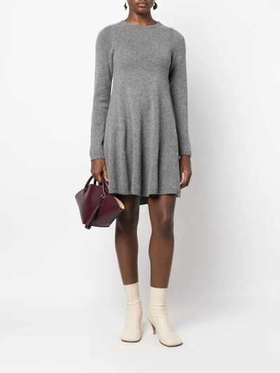 Shop Khaite Peplum Cashmere Mini Dress In Grau