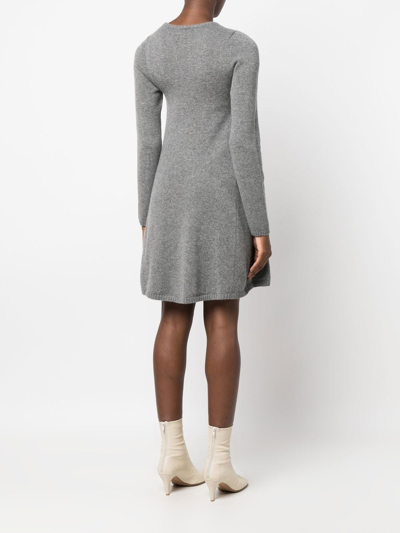 Shop Khaite Peplum Cashmere Mini Dress In Grau