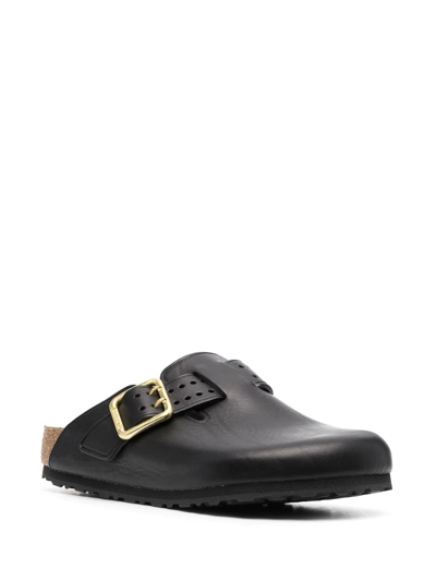 Birkenstock Boston Bold Leather Clog With Sab In Schwarz
