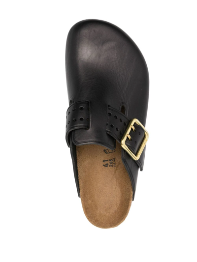 Birkenstock Boston Bold Leather Clog With Sab In Schwarz