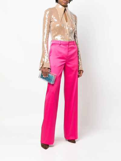 Shop Magda Butrym Two-pocket Flared Tailored Trousers In Rosa