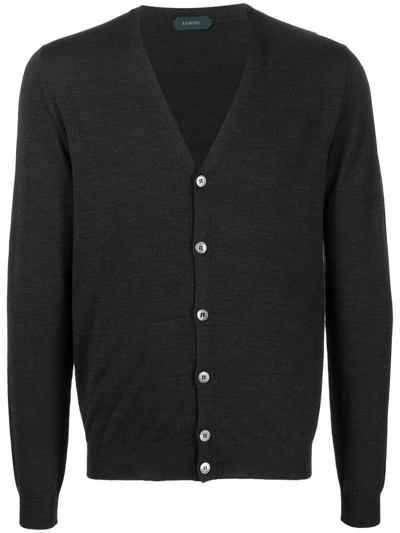 Shop Zanone Button-up Knitted Cardigan In Black