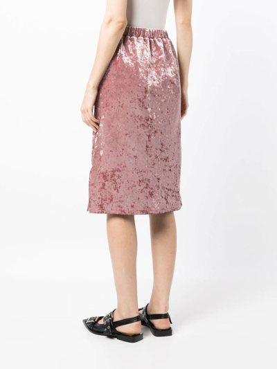 Shop Tout A Coup Velvet-effect Midi-skirt In Rosa