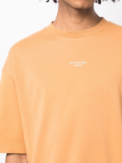Shop Drôle De Monsieur Logo-print Cotton T-shirt In Orange