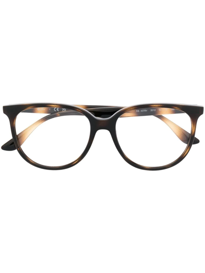 Shop Ray Ban Logo-plaque Round Glasses In Braun