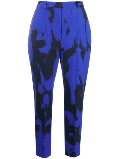 Shop Alexander Mcqueen High-waisted Tailored Trousers In Blau