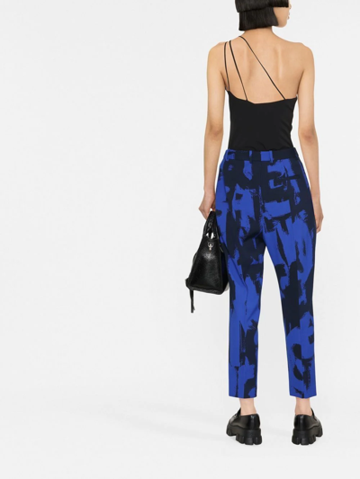 Shop Alexander Mcqueen High-waisted Tailored Trousers In Blau