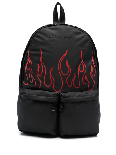 Shop Vision Of Super Flame-print Backpack In Schwarz