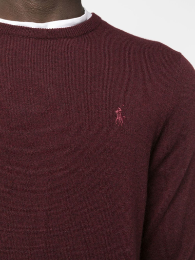 Shop Polo Ralph Lauren Logo-embroidered Wool Jumper In Rot