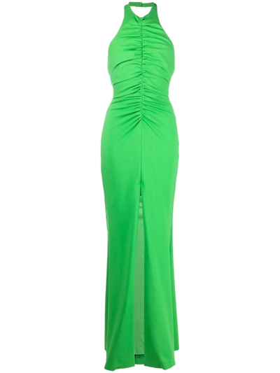 Shop Alexander Mcqueen Ruched Halter-neck Dress In Green
