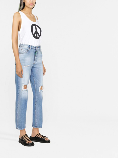 Shop Dsquared2 Peace-print Cotton Tank Top In Weiss