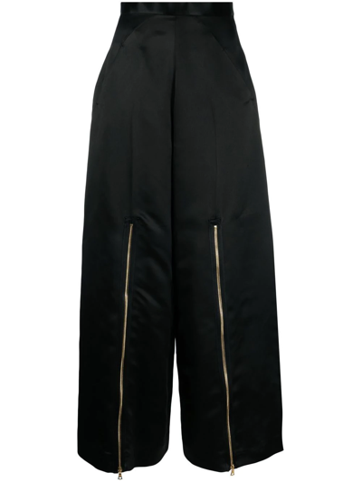 Shop Undercover Zip-detailed Wide-leg Trousers In Schwarz
