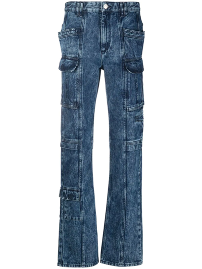 Isabel Marant Vokayo Utility Straight Leg Nonstretch Jeans In Blau
