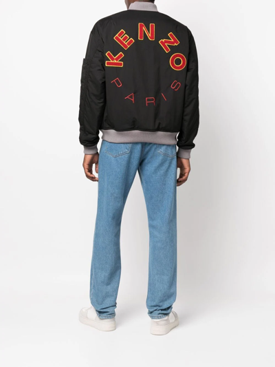 Shop Kenzo Embroidered-logo Cotton Bomber-jacket In Schwarz